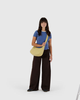 Medium Recycled Leather Crescent Bag
